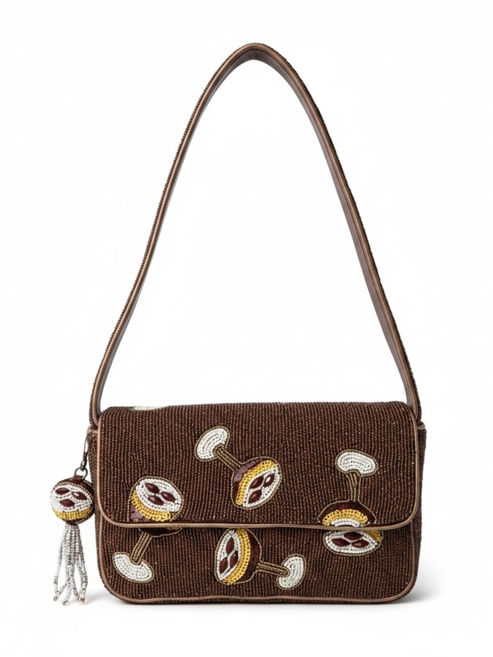 Handmade Beaded Brown Espresso Martini 🍸Shoulder Bag with Matching Charm